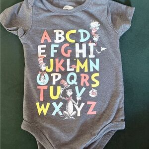 Dr. Seuss Gray Bodysuit with Colorful Alphabet